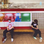 Teen-Beat New Year Card 2021 back Subway Bench with Two Riders