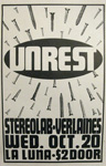 UNREST STEREOLAB with VERLAINES October 20 Portland Oregon show poster